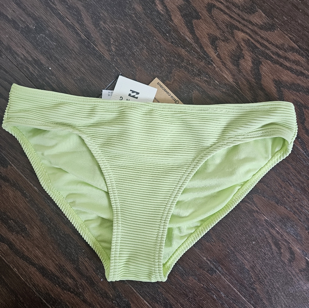 Billabong Lime Green Ribbed Low Rise Bikini Bottom